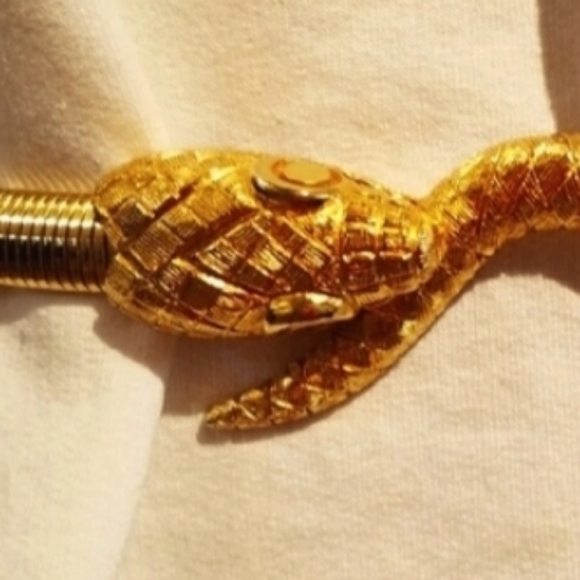 Vintage Snake Goldtone Stretch Belt - Picture 3 of 10